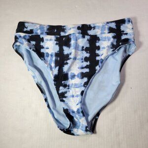 Bar III  Shibori Chic Blue & Black High-Waist Tie-Dye Bikini Bottoms Size M